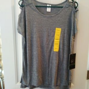 Ladies blouse t-shirt material Criss-Cross shoulde